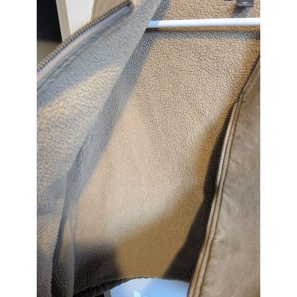 Woolrich Canvas Vest Men's XL Tan Dark Wheat Sherpa Hunting Gorpcore Streetwear - Picture 7 of 9